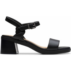 Clarks Jaylan Γυναικεία Πέδιλα Δερμάτινα Μαύρα με Χοντρό Χαμηλό Τακούνι 26181658