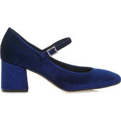 Kalista Γόβες Suede με Χοντρό Χαμηλό Τακούνι & Μπαρέτα Navy Μπλε 312903