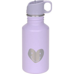 Laessig Little Gang Heart Παιδικό Παγούρι Ανοξείδωτο BPA Free με Καλαμάκι Λιλά 500ml
