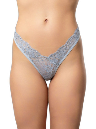 Cottonhill Elegance Γυναικείο Sexy String με Δαντέλα Γκρι CH0152