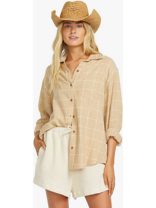 Billabong Layer Up Long Μακρυμάνικο Γυναικείο Πουκάμισο Βαμβακερό Μπεζ 24B051501-TZJ0