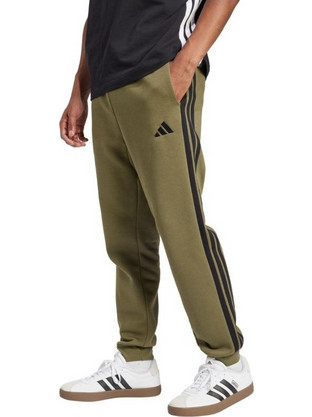 Adidas Essentials Ανδρικό Παντελόνι Φόρμας Fleece με Λάστιχο Χακί JD1857