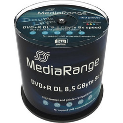 MediaRange MR471 Εγγράψιμα DVD+R 8x Dual Layer Printable 8.5GB Cake Box 100τμχ