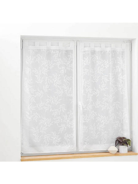Spitishop Κουρτίνα Παραθύρου Floral με Θηλιές 60x120 Karla 1627506 White