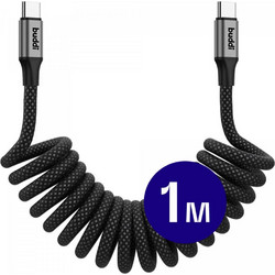Buddi Flex Braided Spiral USB-C to USB-C 60W 1m Black 8719246446153