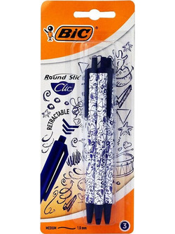 BIC Click Stick Dooble Σετ Στυλό Διαρκείας 1mm Μπλε 3τμχ 516329