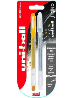 Uni-Ball Sparkling BL-6482 Σετ Στυλό Gel 1mm Πολύχρωμο με Glitter 2τμχ