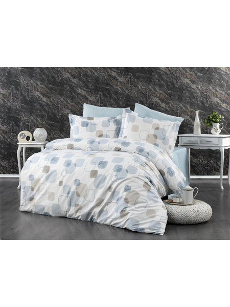 Dimcol Σετ Σεντόνια Μονά Βαμβακερά 160x240 Μελίνα 707 White Light Blue