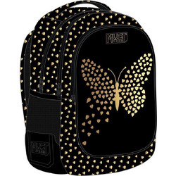 Must Gold Butterfly Σχολική Τσάντα Πλάτης Δημοτικού Μαύρη Χρυσή 586521