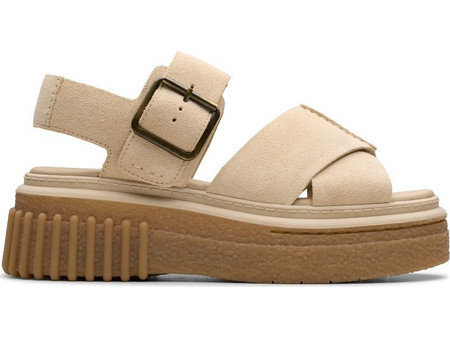 Clarks Evamar Ανατομικές Καλοκαιρινές Γυναικείες Πλατφόρμες Πολύ Ψηλές Μπεζ 26181202