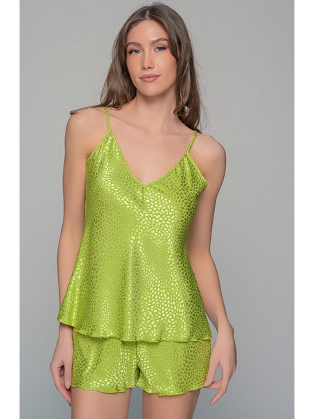 Milena By Paris Babydoll Καλοκαιρινό Σατέν Lime 4189