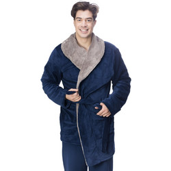 Galaxy Χειμωνιάτικη Ανδρική Ρόμπα Fleece Navy Μπλε 850-22