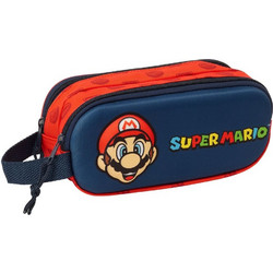 Safta Super Mario Bros 3D Κασετίνα Βαρελάκι με 2 Θήκες Navy Μπλε Κόκκινη 822477512