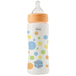 Chicco Perfect Easy Πλαστικό Μπιμπερό με Θηλή Σιλικόνης κατά των Κολικών 4+ Μηνών White Orange 330ml