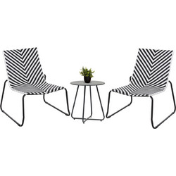HomeMarkt Lounge Σετ Σαλόνι Κήπου Μεταλλικό 3τμχ Μαύρο Λευκό HM21193