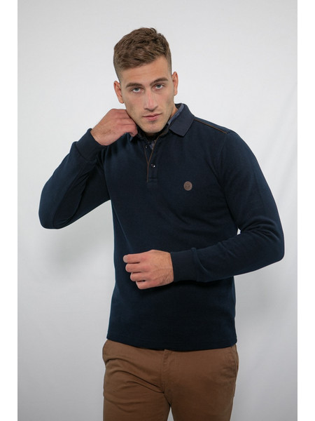 Side Effect Ανδρική Μπλούζα Polo Μακρυμάνικη Navy Μπλε PL-1630