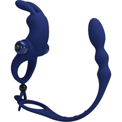Pretty Love Ayad Rabbit with Plug Πρωκτική Σφήνα Ασύρματη με Δόνηση Μπλε D-239934