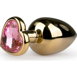 EasyToys Metal Heart No 8 Πρωκτική Σφήνα Diamond Plug 9.6cm Ροζ Χρυσή