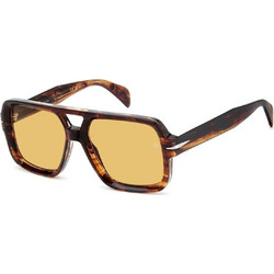 David Beckham DB7151S EX4HO Ανδρικά Γυαλιά Ηλίου Aviator Κοκάλινα Καφέ με Πορτοκαλί Φακό