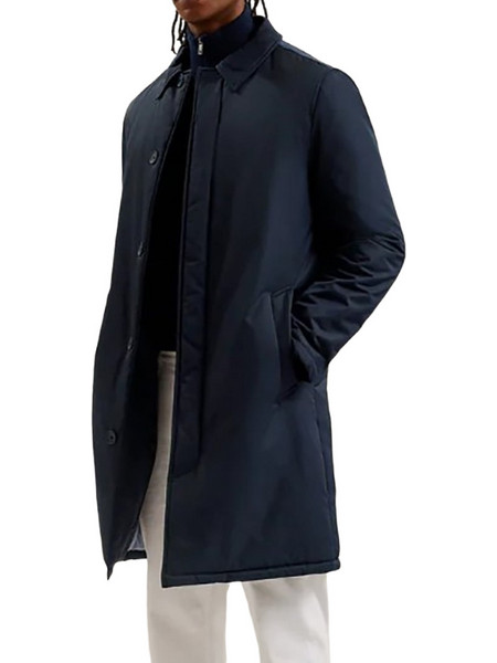 Ted Baker Ανδρικό Παλτό Μακρύ Υφασμάτινο Navy Μπλε 277737