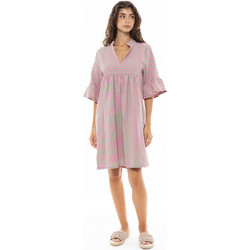 Pink Label Γυναικείο Καφτάνι Παραλίας Κοντό Ροζ Πράσινο B348