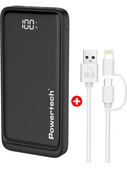 Powertech BNDL-0197 Power Bank 10000mAh 22.5W με 2 Θύρες USB-A & Θύρα USB-C Quick Charge 3.0 Black