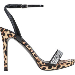Nine West LOOLA8 Γυναικεία Πέδιλα Δερμάτινα Καφέ με Λεπτό Ψηλό Τακούνι