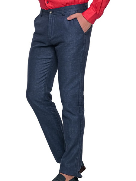 BENETO MARETTI Milano Ανδρικό Παντελόνι Chino Κανονική Εφαρμογή Navy Μπλε KR-3014