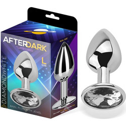 LateToBed Afterdark Large Πρωκτική Σφήνα Diamond Plug 9.5cm Ασημί AD-286