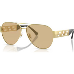 Versace VE2289 1002D8 Ανδρικά Γυαλιά Ηλίου Aviator Μεταλλικά Χρυσά με Καφέ Φακό