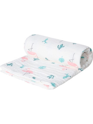 Akuku Flamingos Πάνα Αγκαλιάς από Μουσελίνα Λευκή 110x105cm