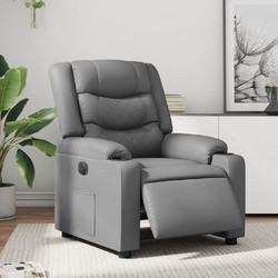 vidaXL Πολυθρόνα Relax με Υποπόδιο Ανακλινόμενη Δερματίνη Γκρι 3206546
