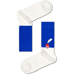 Happy Socks Home Ανδρικές Κάλτσες Ψηλές με Σχέδια Λευκές 1Pack WEH01-6300