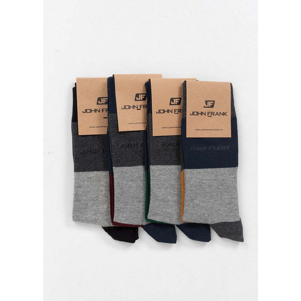 John Frank Βαμβακερές Ανδρικές Κάλτσες Ψηλές με Σχέδια Ανθρακί Navy ...