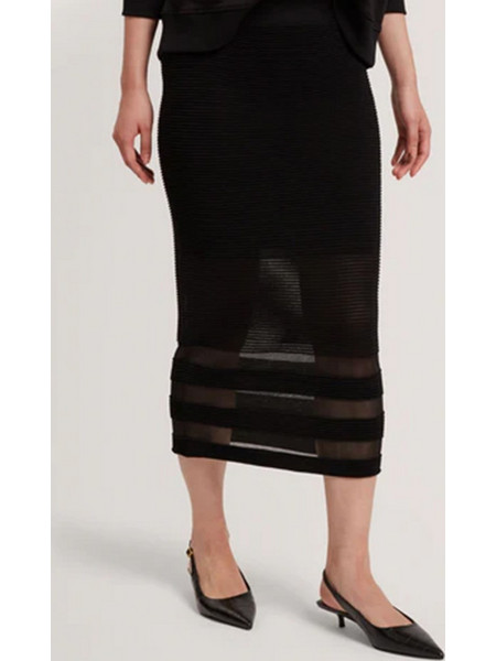 Ted Baker Μίντι Φούστα Πλεκτή Ψηλόμεση Pencil Μαύρη 281310