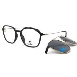 Eyecroxx EC608UD C1 Ανδρικός Σκελετός Γυαλιών Οράσεως με Clip-On Κοκάλινος Μεταλλικός Ασημί Μαύρος