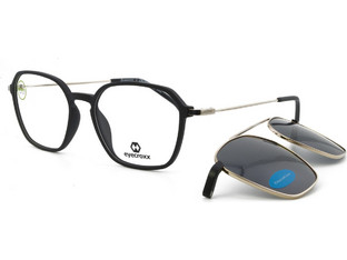 Eyecroxx EC608UD C1 Ανδρικός Σκελετός Γυαλιών Οράσεως με Clip-On Κοκάλινος Μεταλλικός Ασημί Μαύρος