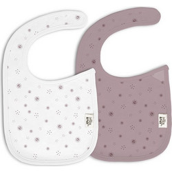 Interbaby Duendes Del Polvo Σετ Αδιάβροχες Σαλιάρες από 100% Βαμβάκι με Αυτοκόλλητο 4m+ Λευκή Ροζ 2τμχ