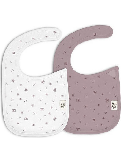 Interbaby Duendes Del Polvo Σετ Αδιάβροχες Σαλιάρες από 100% Βαμβάκι με Αυτοκόλλητο 4m+ Λευκή Ροζ 2τμχ