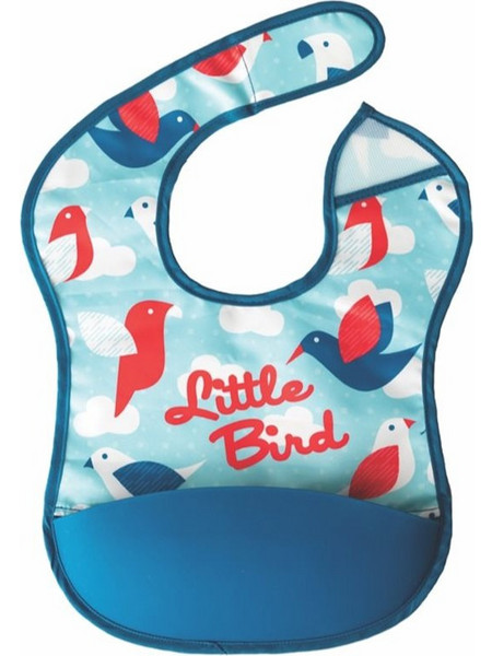 Tiny Twinkle Little Bird Αδιάβροχη Σαλιάρα Υφασμάτινη με Αυτοκόλλητο & Τσέπη 6m+ Γαλάζια Μπλε