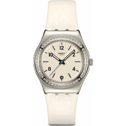 Swatch Glacial Petals Γυναικείο Ρολόι με Λευκό Δερμάτινο Λουράκι YLS471