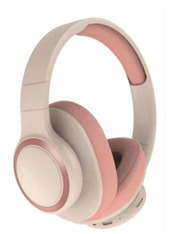 Leewello LW-85 Ασύρματα Bluetooth Ακουστικά Over Ear Ροζ Μπεζ