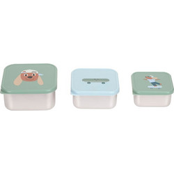 Laessig Tiny Team Dog Ανοξείδωτο Παιδικό Σετ Δοχείο Φαγητού Πολύχρωμο