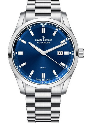 Claude Bernard Aquarider Ανδρικό Ρολόι με Ασημί Μεταλλικό Μπρασελέ 53028-3M-BUIN