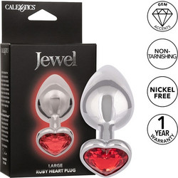 CalExotics Jewel Large Heart Πρωκτική Σφήνα Diamond Plug Ασημί Κόκκινη