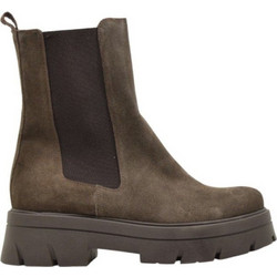 Ragazza Γυναικεία Μποτάκια Chelsea Suede Καφέ με Χοντρό Χαμηλό Τακούνι 0255