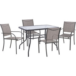 HomeMarkt Redan Σετ Τραπεζαρία Κήπου Μεταλλικό 5τμχ Γκρι HM21223