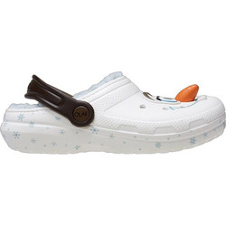 Crocs Classic Lined Frozen Olaf Ανατομικές Χειμερινές Παιδικές Παντόφλες με Γούνα Λευκές 210236-90H