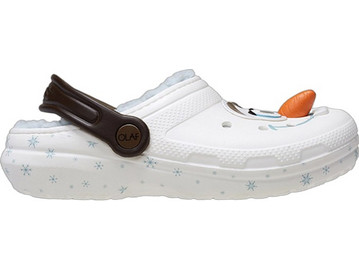 Crocs Classic Lined Frozen Olaf Ανατομικές Χειμερινές Παιδικές Παντόφλες με Γούνα Λευκές 210236-90H