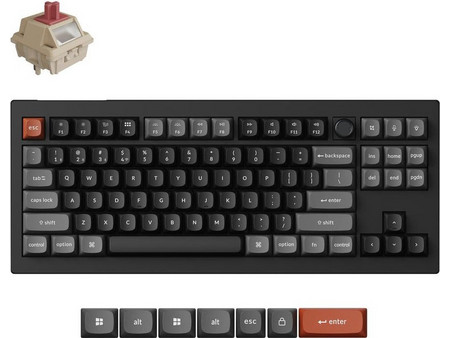 Keychron V3 Ultra 8K Ασύρματο Μηχανικό Gaming Πληκτρολόγιο TenKeyLess με Keychron Silk POM Red Διακόπτες RGB Black